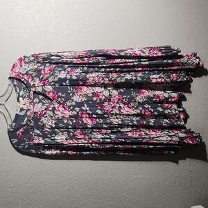 Korina America Top Size L womens dress floral boho shark bite longsleeve